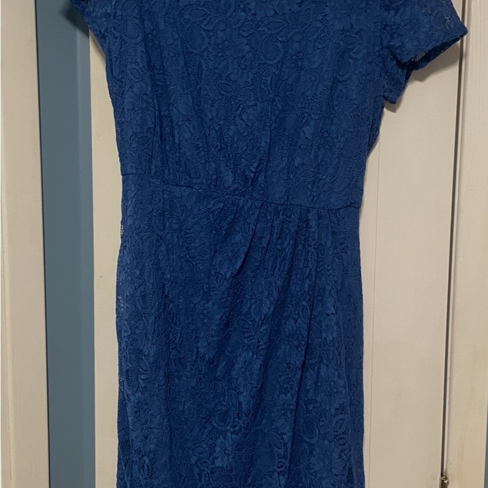 Adrianna Papell Royal Blue Lace Midi Dress